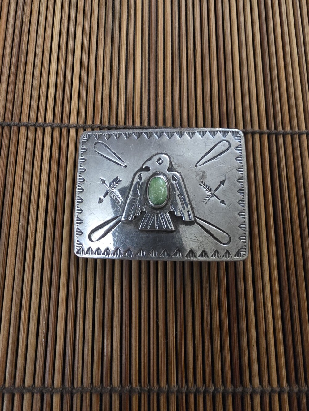 Sterling Silver Turquoise Thunderbird Belt Buckle (Vintage)